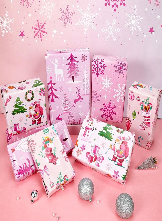 HOWAF Christmas Wrapping Paper, Wrapping Paper Christmas, Pink Xmas Wrapping Papers Folded Flat DIY Craft for Xmas Presents, Birthday, Xmas Gifts 8 Sheets - Image 5